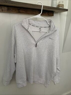 DKNY Light Heather Gray Quarter-Zip Pullover Sweatshirt